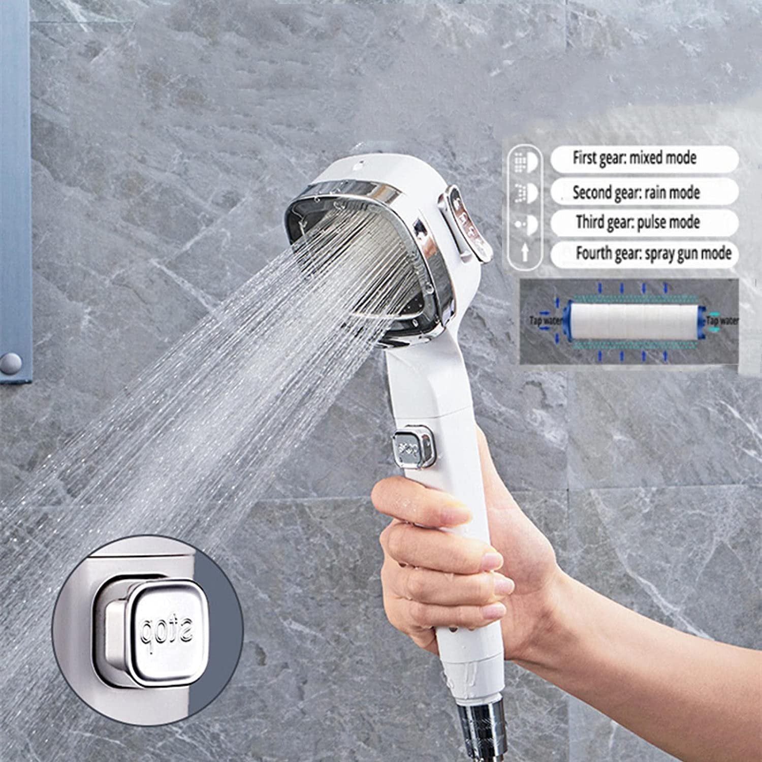 4 Modes High Pressure Shower Head