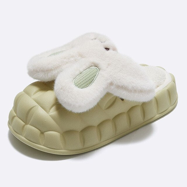 2022 Winter Cute Cartoon Rabbit Shape Fluffy Slippers