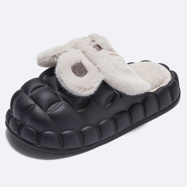 2022 Winter Cute Cartoon Rabbit Shape Fluffy Slippers