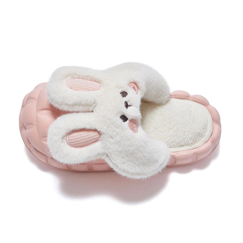2022 Winter Cute Cartoon Rabbit Shape Fluffy Slippers