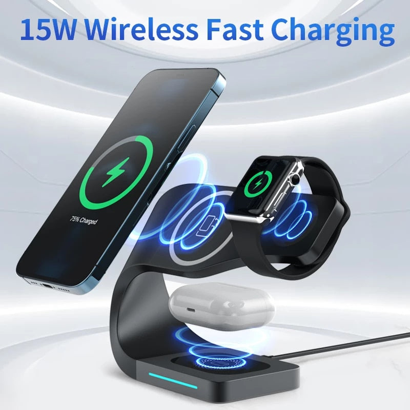 3-in-1 Magnetic Wireless Charger Stand For iPhone