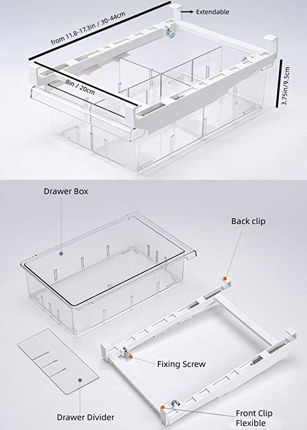 Fridge Organizer Slide Under Shelf Drawer