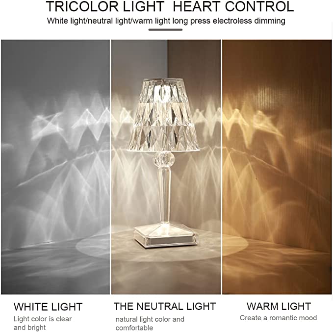 USB Rechargeable Diamond Crystal Table Lamp