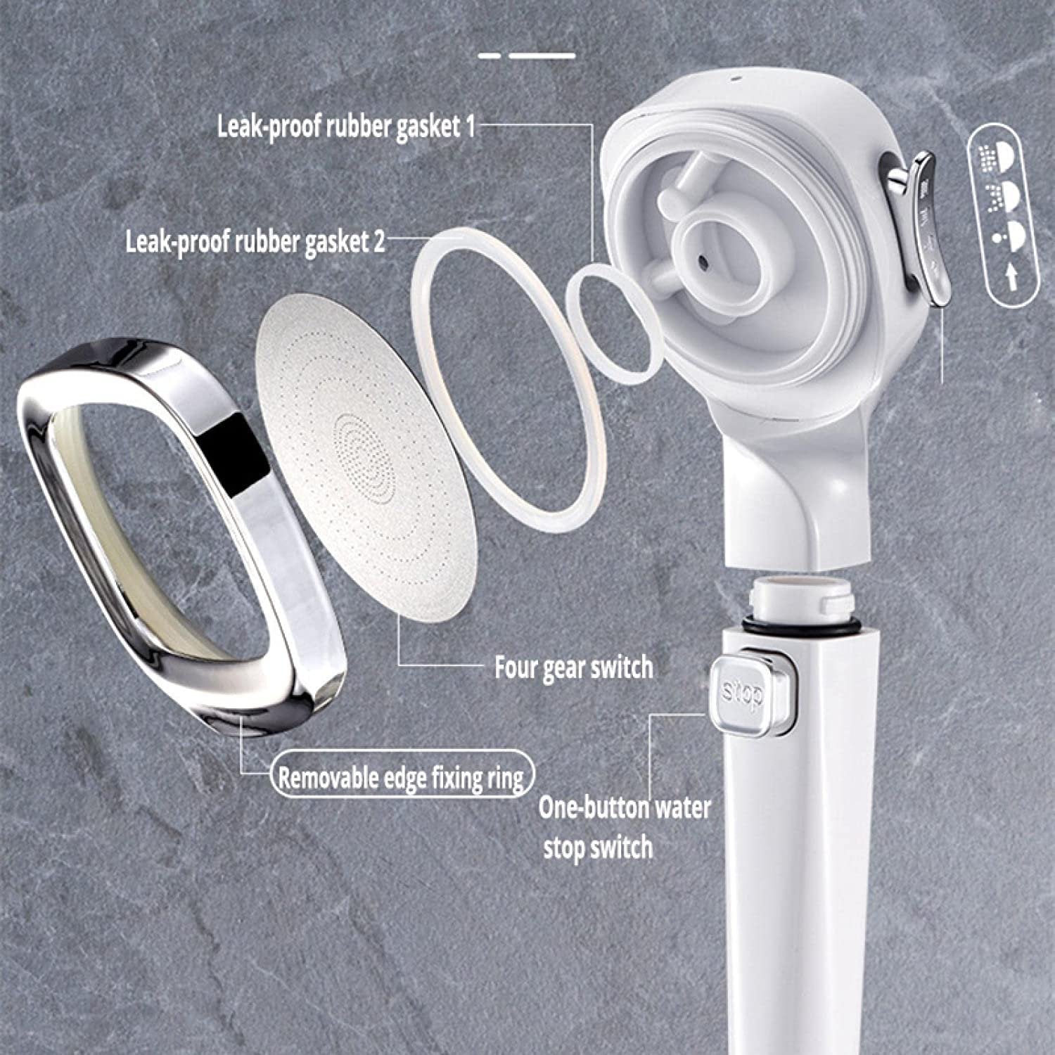 4 Modes High Pressure Shower Head