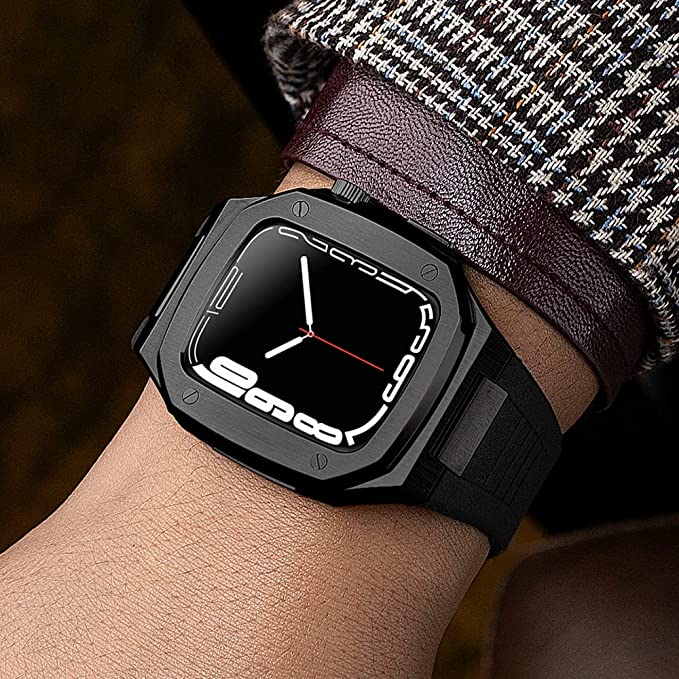 Stainless Steel Case + Strap / Silica Band For Apple Watch