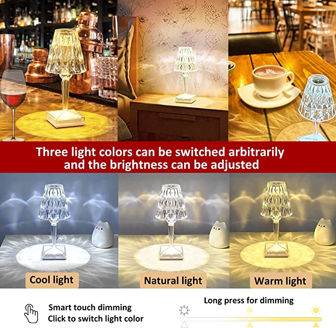 USB Rechargeable Diamond Crystal Table Lamp