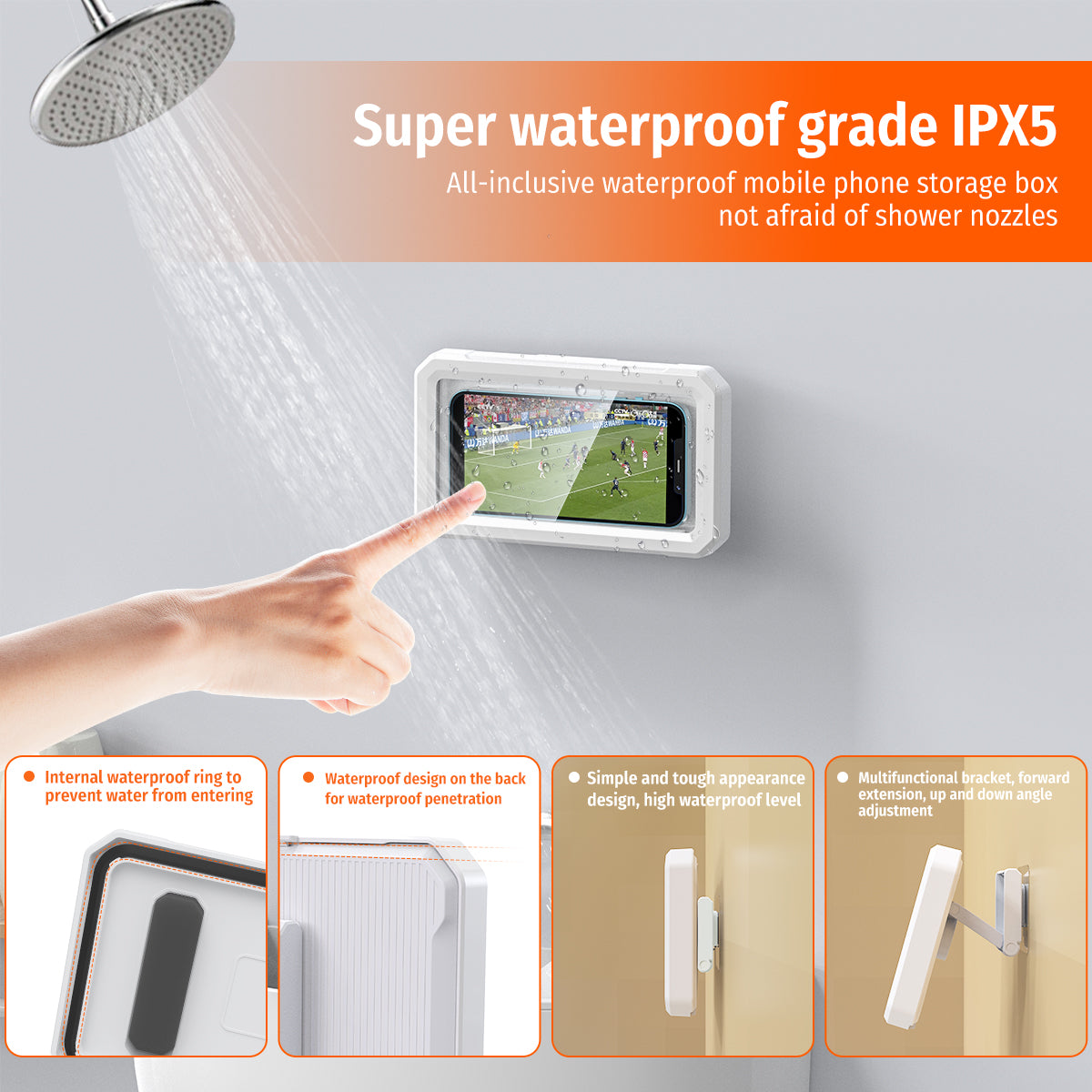 Rotatable Shower Wall Mounted Phone Holder Box