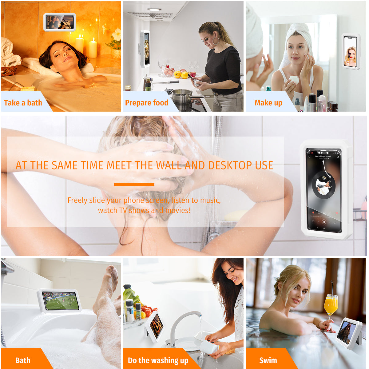 Rotatable Shower Wall Mounted Phone Holder Box