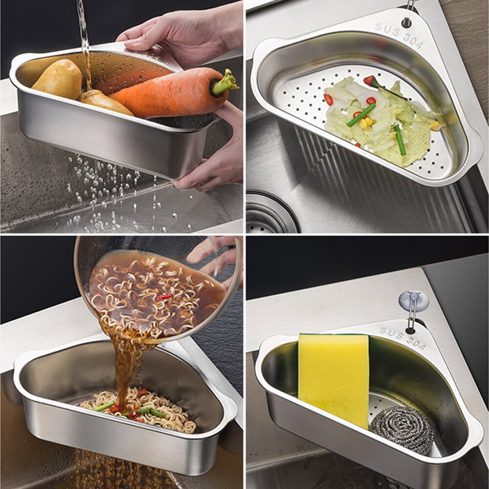 Kitchen Sink Stainless Steel Triangular Drain Rack