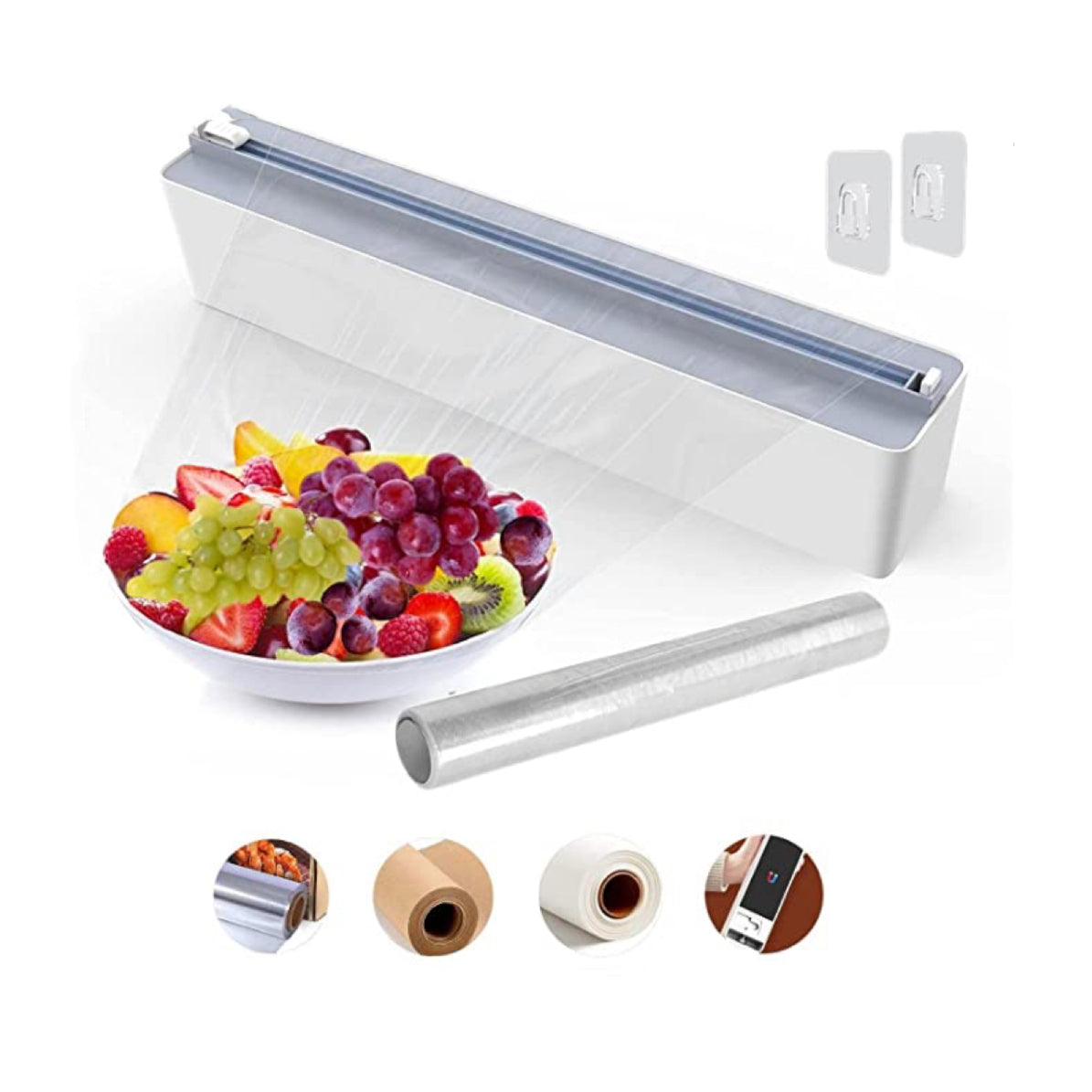Magnetic Refillable Plastic Wrap Dispenser With Cutter