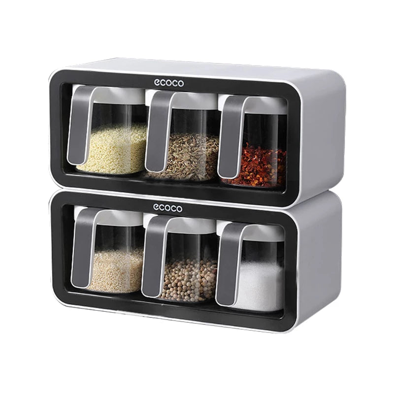 Wall Mounted Seasoning Box With Spoon