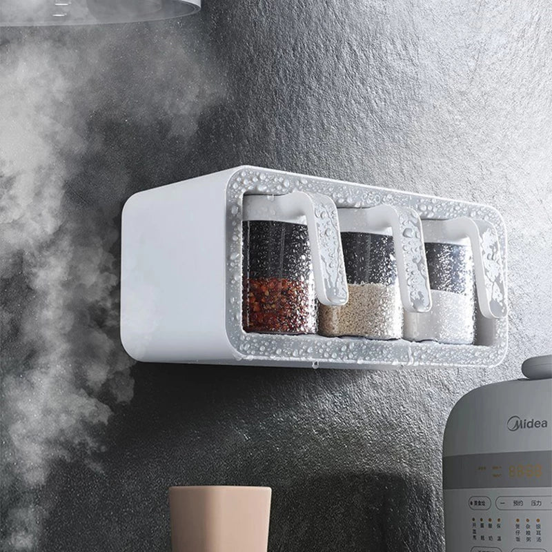 Wall Mounted Seasoning Box With Spoon