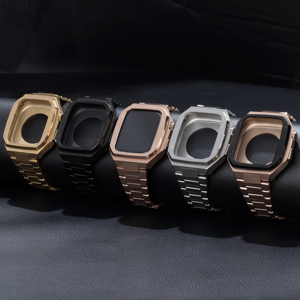 Stainless Steel Case + Strap / Silica Band For Apple Watch
