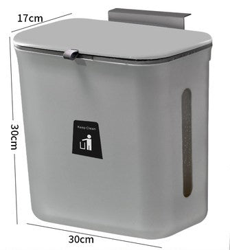 9L Hanging Trash Can with Wet and Dry Compartment