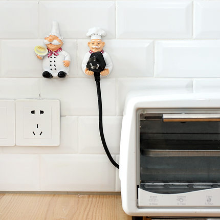 Cute Chef Wall-mounted Wire Plug Holder
