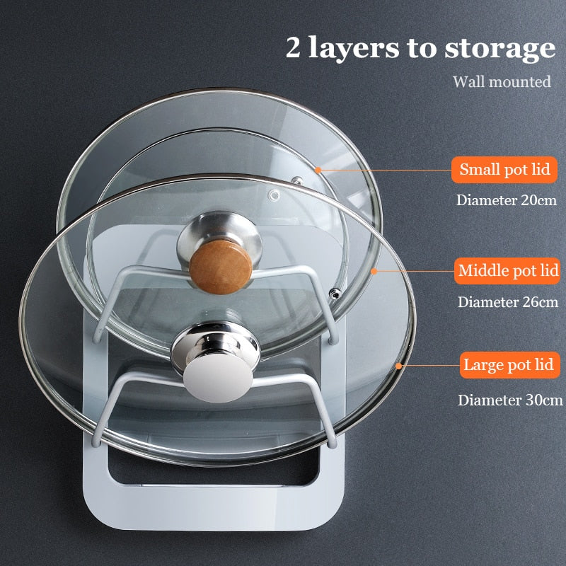 Wall-mounted 2-layer Pot Lid Holder Rack