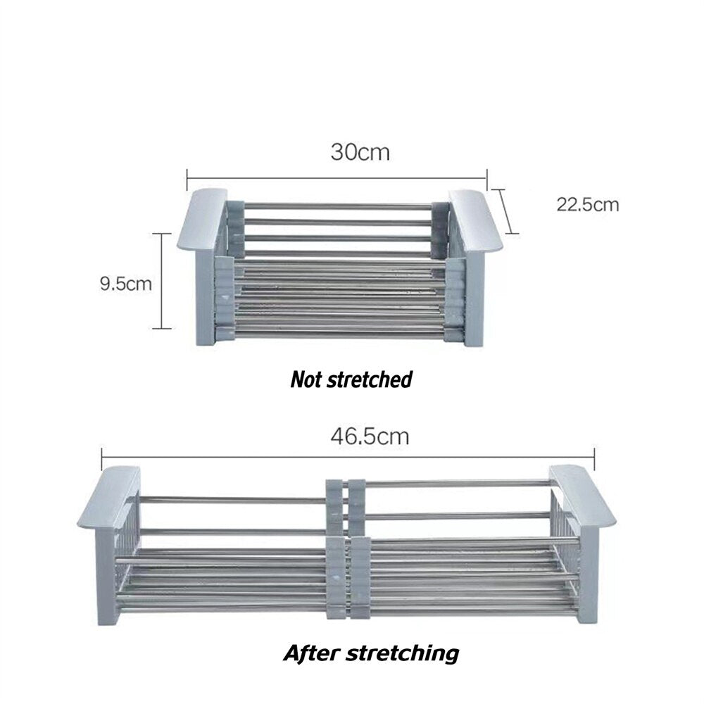 Kitchen Sink Expandable Stainless Steel Drain Rack