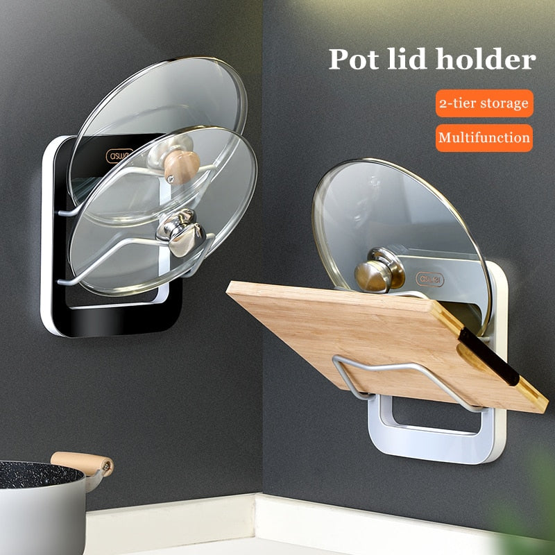 Wall-mounted 2-layer Pot Lid Holder Rack