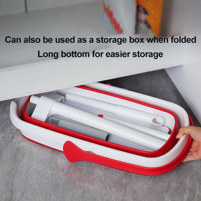 Flat Squeeze Mop and Folding Bucket Set (with 3 mop cloth)
