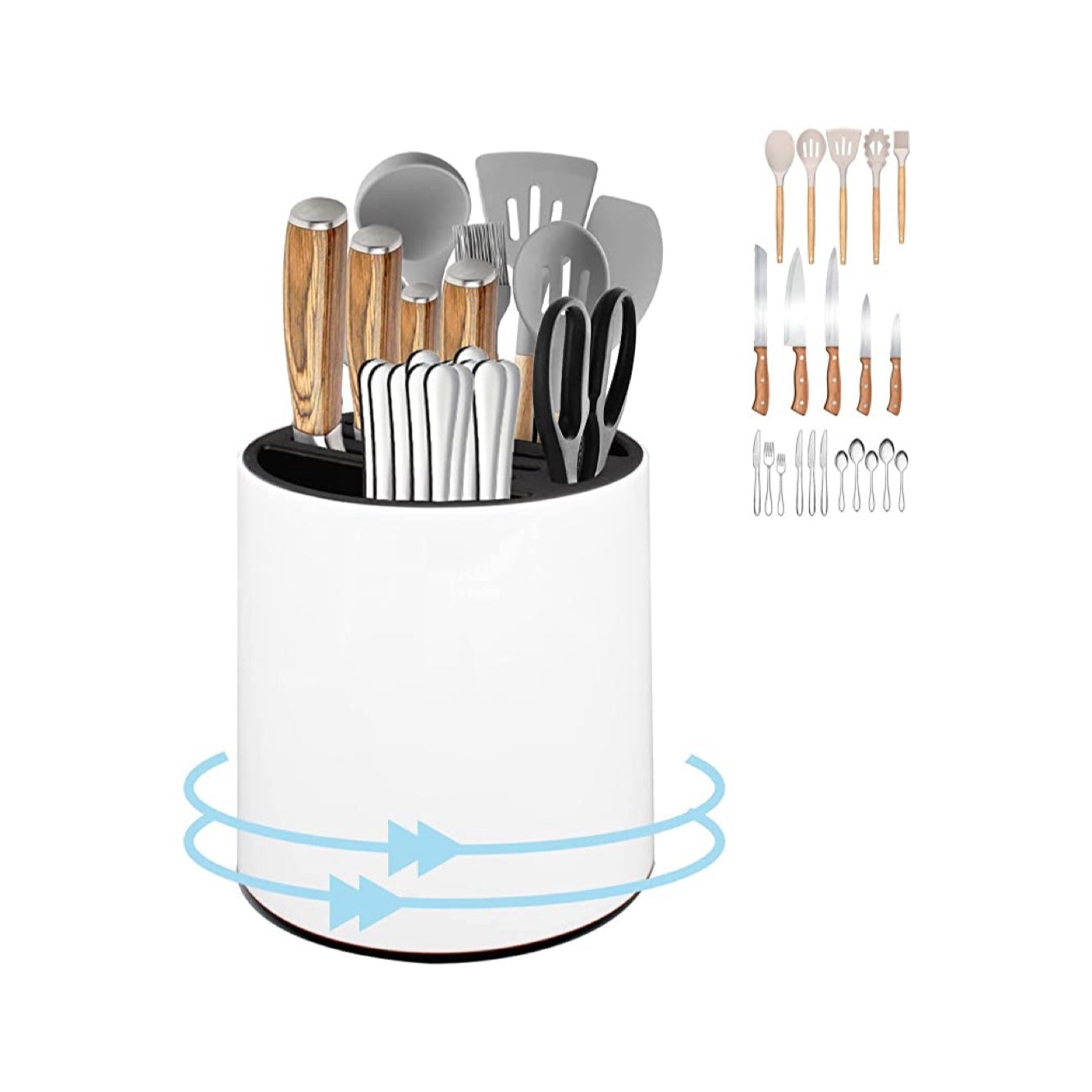 Large Capacity Rotating Utensil Holder