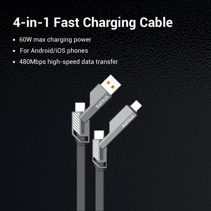 4-in-1 Nylon Braided Fast Charging Cable