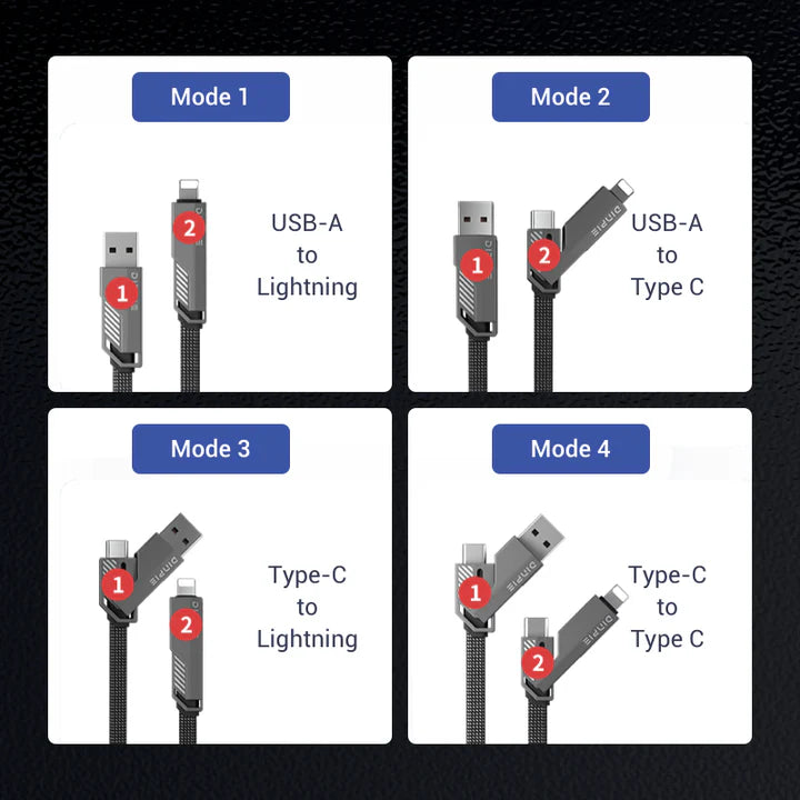 4-in-1 Nylon Braided Fast Charging Cable