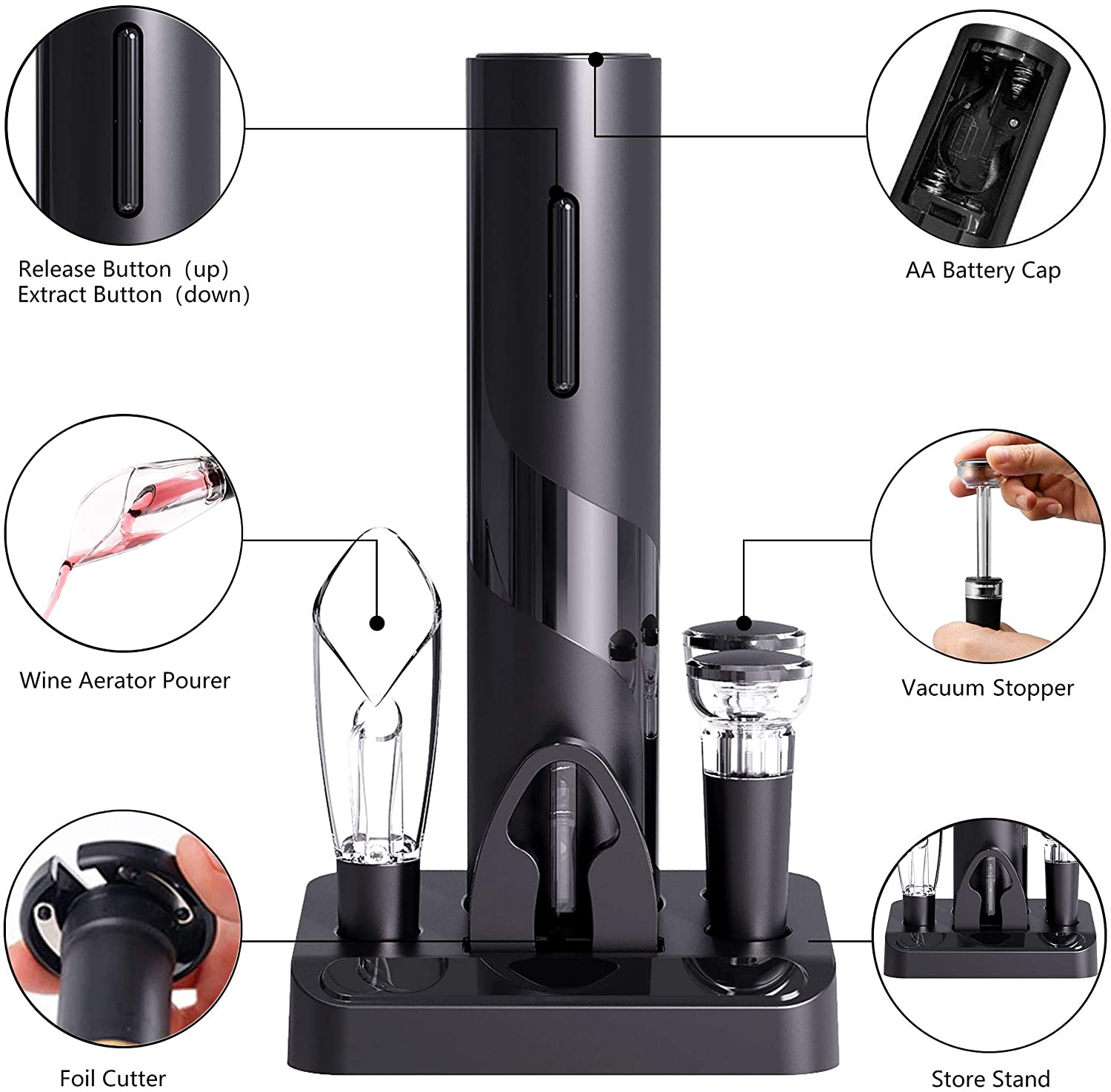 Electric Wine Bottle Opener Set