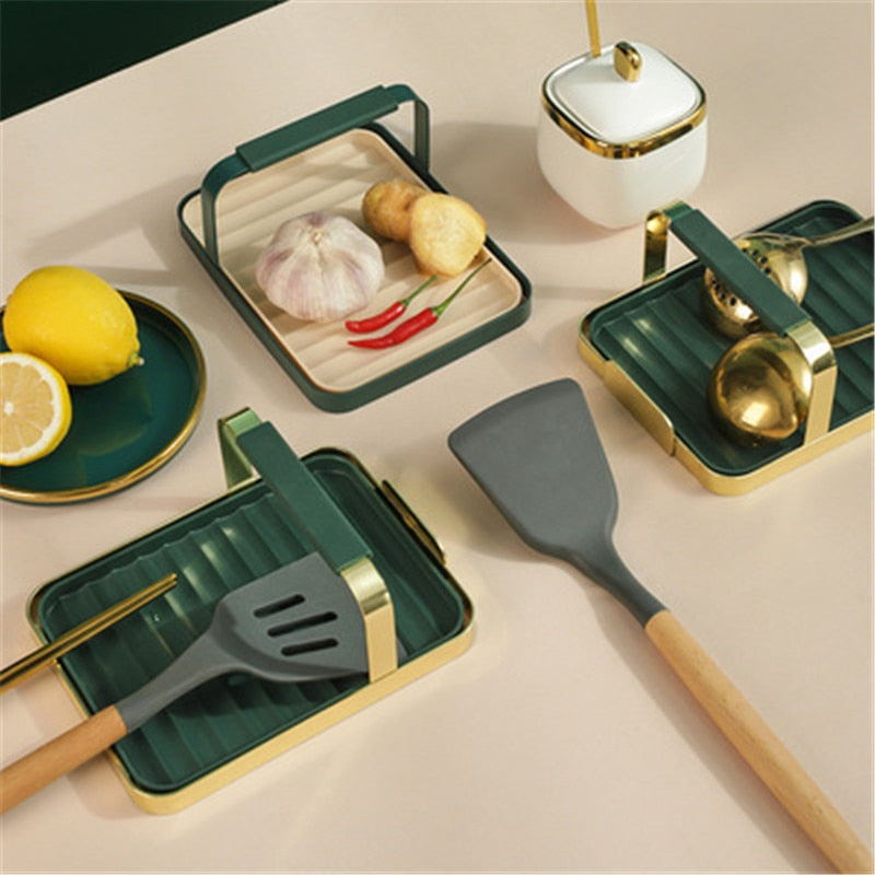 Non-slip Pot Lid Spoon Holder Rack