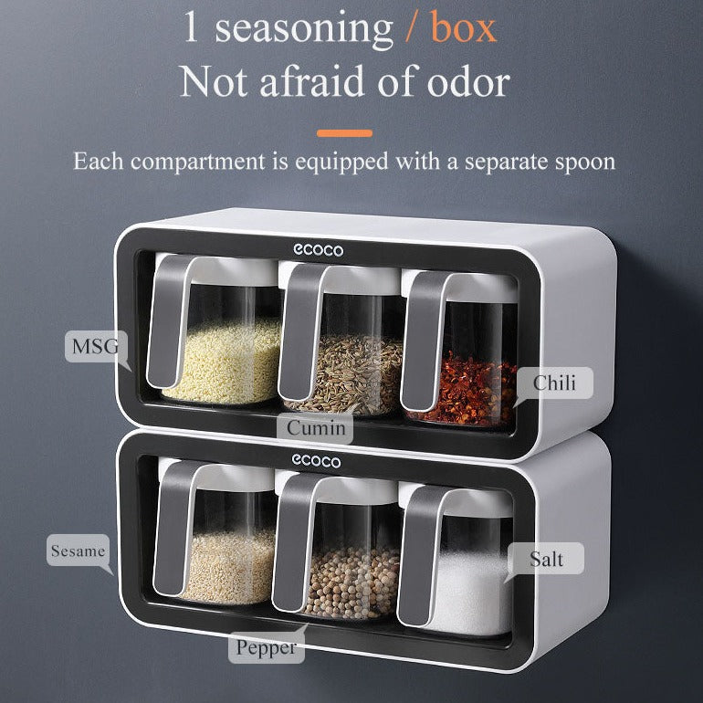 Wall Mounted Seasoning Box With Spoon