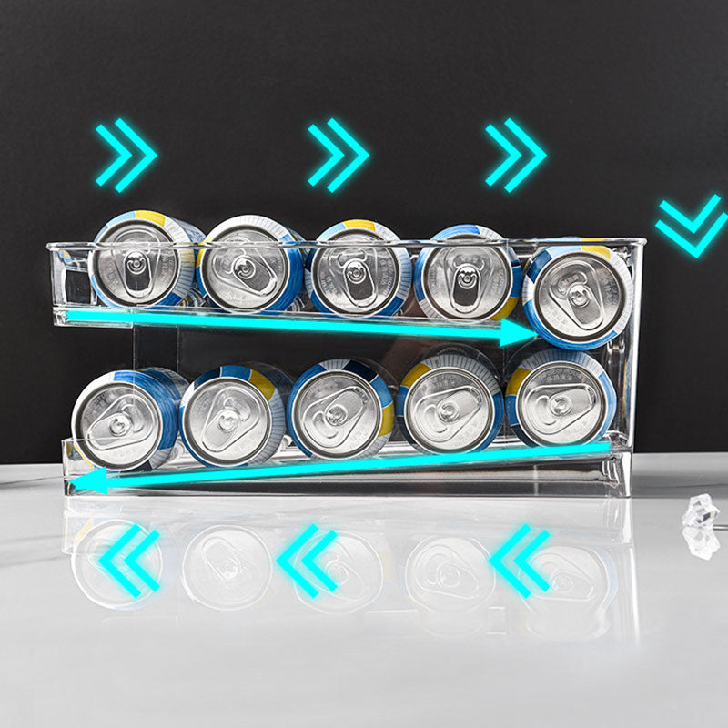 2-Tier Rolling Refrigerator Soda Cans Organizer